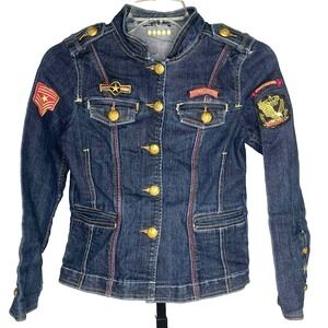 Coogi Denim Y2K Button Up Jacket Coogi Couture Patches Youth Girls‎ Size Large